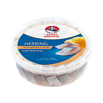Herring fillet pieces "Santa Bremor" with smoke flavor, in oil 500 g